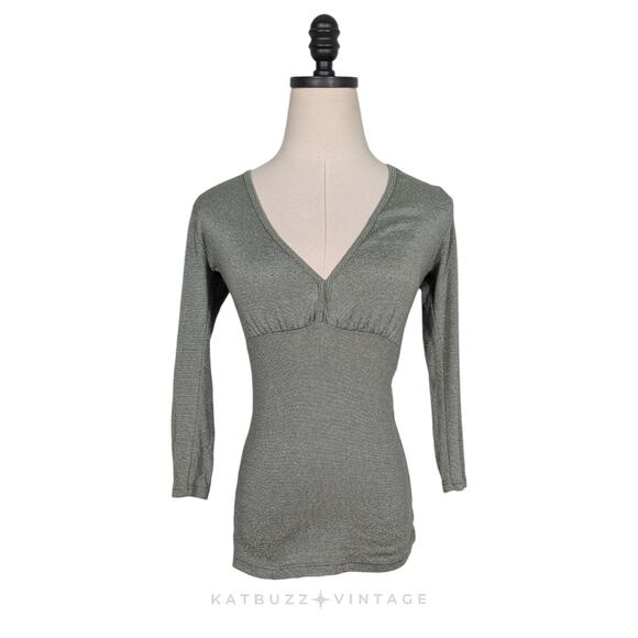 Y2K Michael Stars Babydoll Top OS M Green Twilightcore Elena Bella Sleeve - Picture 1 of 11